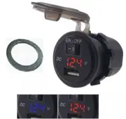 12V / 24V Voltmeter Separate On / Off Switches USB Charger Panel Mount Round Red