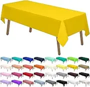 Yellow Plastic Tablecloths 2 Pack Solid Disposable Tablecovers PEVA Table Cloths for Picnic Birthday Wedding Banquet Parties 54 x 108 Inch Rectangle 8 ft Table Use