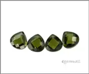 6 Cubic Zirconia Flat Pear Briolette Beads 8x8mm Dark Olive Green #64610