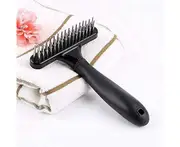 Pet Grooming Brush Double Row Dog Rake Dog Detangling Rake Hair Brush Massage Detangler Bar with