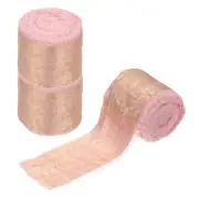 Shimmery Chiffon Ribbon,3 Roll 1.5''×15 Yard Metallic Frayed Fringe, Rose Red