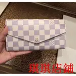 琪琪二手/LV SARAH N63208 白色 棋盤格 信封釦子長夾 皮夾