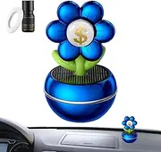 Car Fragrance Air Freshener - Solar Powered Car Aromatherapy Diffuser,Flower Design With Wealth Sign, 360 Degree Rotation, Scent Decor Accessories For Vehicles