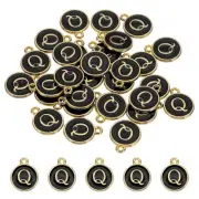 Letter Charm, 30 Pcs Capital Initial Alphabet Q Letter Charm for Bracelet, Black