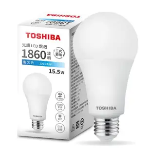 【TOSHIBA 東芝】光耀 15.5W LED燈泡(白光/黃光/自然色)