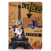 Colored Drawing Universal Voltage Craft Cloth TPU Protective Case, with Holder & Sleep / Wake-up Function & Card Slots & Anti-slip Strip for iPad 9.7 (2018) / 9.7 (2017) (Eiffel Tower)