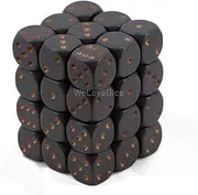 Chessex D6 Dice Opaque 12mm Dark Grey/Copper (36 Dice in Display) Dice