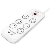 Huntkey 6 Outlet Surge Protected Powerboard with 2x USB Ports