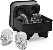 Shaped 3D Large Skull Ice Cube Mold Tray, Stackable Silicone Round Ice Maker for Whiskey Drinkers, Bartenders, Gift Exchanges, Home Bars and Holiday Gifts