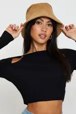 Brown Corduroy Bucket Hat - Size ONE, Women's Hats