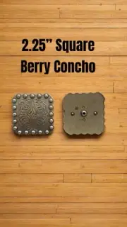 Western Berry Square Concho Antique Nickel 2.25”