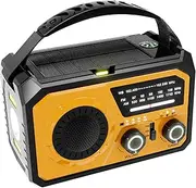 Bluetooth Wireless Speaker Radio with LED Flashlight LED Flashlight Power ABS BT LED Flashlight Hand Crank Radio Sos, Yellow