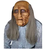 Old Man Realistic Grandpa Bald Elder Adult Mens Costume Latex 1/2 Mask With Hair
