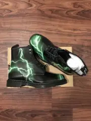 Dr. Martens 1460 Flash Lightning Smooth Leather Boots Mens 12 US Black Green New