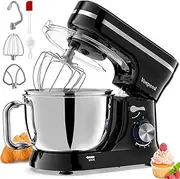 [Vospeed] Stand Mixer, 4.5L+5L Bowls 8-speed 1000W Tilt-Head Food Mixer, Kitchen Electric Mixer with Dough Hook, Whisk, Beater, Splash Guard (Black)
