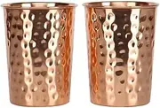zig zag Set of 2 Hammered Pure Copper Cups – 300ml Ayurveda Water Glasses | Handcrafted Tumblers for Health Benefits | Drinking Copper Glass for Daily Use