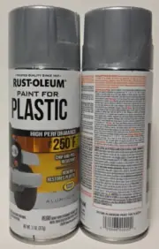 (2 Ct) Rust-Oleum Paint for Plastic Sprays 12 Oz. Gloss Gray/Silver 257389