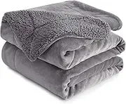Anjee Sherpa Fleece Throw Blanket, Double-Sided Super Soft Reversible Bed and Couch Blanket, Warm and Lightweight Home Decoration Blanket, Grey for Twin/Double Size 150 x 200cm