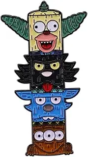 [Pinstant] Clown Head Totem Pole Kamp Summer Camp Camping Animated Cartoon Comedy TV Show Animation Funny Humor Joke 1.6" Enamel Pin Badge, 1.6 Inches, enamel, enamel