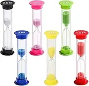 Taicols 6 Pcs Sand Timer, 6 Colors Plastic Hourglass Timer, Bright Coloured Perfect Visual Timer, Colorful Sandglass Hourglass Sand Clock Timer 30sec/1/2/3/5/10mins, Classroom Home Office Decoration
