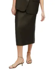 NOCTURNE Linen-Blend Midi Skirt