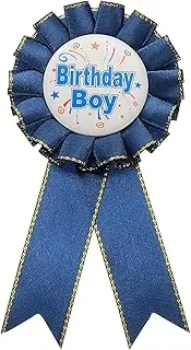 uxcell Birthday Ribbon Pin, 5.9 x 2.8 Award Ribbon Fabric Birthday Boy Pin for Party Adults Women Party Decorations Celebration Accessory Gift, Dark Blue