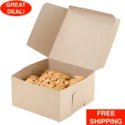 100 Pack 10" x 10" x 5" Kraft Square Paperboard Cake Bakery Box Restaurant Home