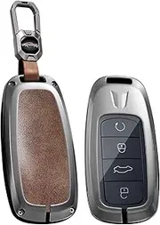 ontto Metal Leather Car Key Fob Cover fit for Chery Jaecoo J7 7 J8 Omoda 5 C5 Arrizo 5 6 PRO Plus Tiggo 7 8 Challenger Dart Smart Key Holder case keyring Shell bag keychain accessories