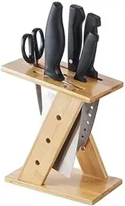 Knife Block Kitchen Bamboo Knife Block Storage Rack Cutter Storage Cutting Board Knives Holder Tool Shelf Stand for Kitchen