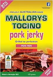 Mallorys Tocino Super Hot Peri Peri Pork Jerky 100g (for Human Consumption)