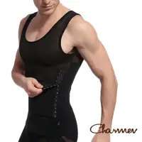 在飛比找momo購物網優惠-【Charmen】高機能三段排扣調整型背心 黑色(男性塑身衣