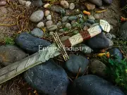 CUSTOM HANDMADE DAMASCUS STEEL DOUBLE EDGE VIKING SWORD COMBAT SWORD FIXED BLADE