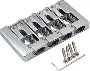 Musiclily Pro 19mm Pre-Radiused Hard Zinc 4-String Bass Bridge, Chrome