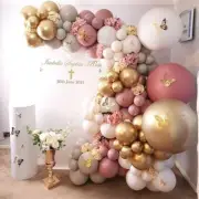 148 PCS Rose and Pink Balloon Garland Arch Kit, Gold Chrome balloons Latex