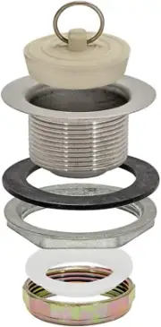 Stainless Steel Laundry Tray Plug with Rubber Stopper Strainer, Heavy-Duty Sink