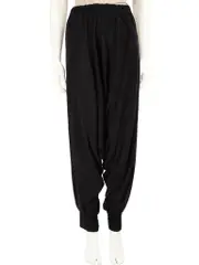 Black Wool Elasticated Harem Trousers