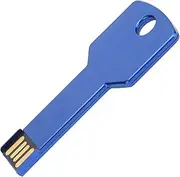 Blue USB Flash Drive, Plug and Play Aluminum Alloy Key Shape Unique Design Practical USB Memory Disc U Disc Suitable for Computer Car Use (32GB)