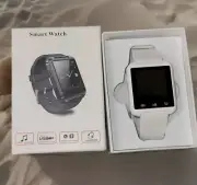 New White Smart Watch Handsfree Music Player Notifications Soft Silicone Band