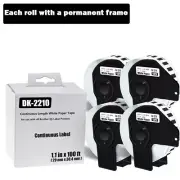 4 Rolls 29mm x 30.4m Continuous Paper Labels DK-2210 Fits Brother QL-710W QL-800