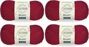 [TROYARN] Desert Giza Cotton (4- Skeins Pack) 100% Mercerized Giza Cotton Yarn Super Fino Worsted Weight #1 Soft Knitting and Crochet Yarn (4 x 1.76 oz) / (4 x 137 Yds) (11087 - Claret Red)