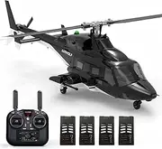 F02S RC Helicopter for Adult, 8CH 3D/6G Flybarless Military Aircraft Stabilized Remote Control Helicopter, with GPS - 4PCS Battery