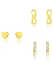 Sterling Forever 14K Over Silver CZ Set of 3 Heart & Infinity Earrings