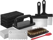 Griddle Cleaning Kit - Griddle Scraper Barbecue Scouring Pads - Grilling Heavy-Duty Accessories, Multi-Use Cooking Utensils for Camping, Picnic, Beach