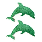 Porcelain Swimming Pool Glitter Dolphin Step Marker Mosaic (4.5" Light Green)