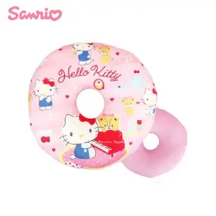 三麗鷗【TW SAS 日本限定】凱蒂貓 HELLO KITTY ＆泰迪熊 午茶鋼琴版 圓型 坐墊 / 靠枕