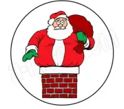 Santa stuck in the chimney funny ENVELOPE SEALS LABELS Stickers 1.5" ROUND