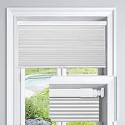 LazBlinds Cordless Cellular Shades No Tools No Drill Blackout Cellular Blinds for Window Size 21" W x 64" H, Silver White
