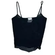 VTG Charlotte Russe Y2K Cami Crop Top S Black Sheer Mesh Net Whimsigoth Witch US