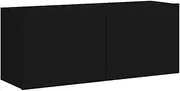 'vidaXL Wall-Mounted TV Cabinet - Modern Media Console with Spacious Storage Option, Engineered Wood Material, Black Finish, Measuring 100x30x41 cm