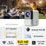 Portable HD 4K 5G Wifi Bluetooth Projector Android 10.0 Video Movie Home Theater
